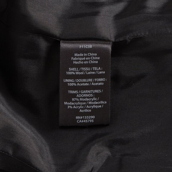 Rachel Zoe Black Wool Military Coat with Faux Fur Trim Size US 8 - Picture 10 of 11